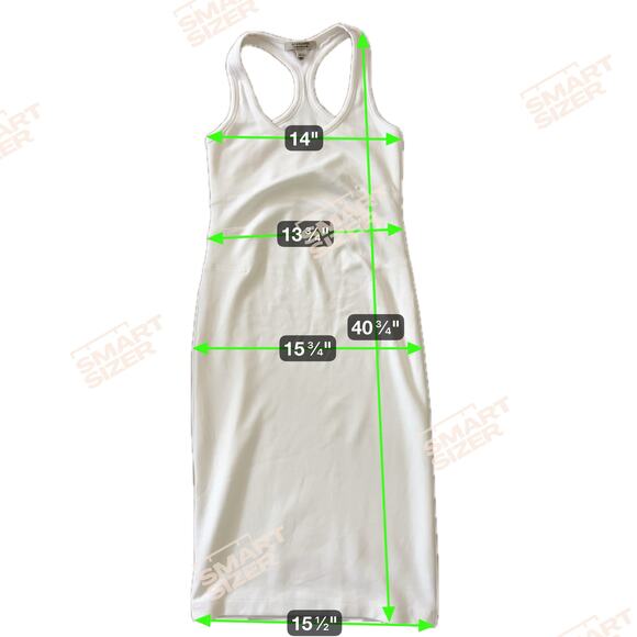 All Saints Maki Midi Dress White Racerback Stretch Bodycon Lined US 6 Scoop Neck - Picture 7 of 7